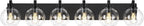 Bathroom Light Fixtures, 6 Light Matte Black Vanity Light, 38 Inch Modern Wall Sconces with Globe Clear Glass Shade, Vanity Lighting Fixtures Over Mirror, VL195-MB-6