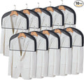 Kntiwiwo Shoulder Covers for Hanging Clothes (Set of 10) Breathable Garment Dust Covers Clothes Protectors Covers for Closet with 2" Gusset for Suit, Coats, Jackets, Dress