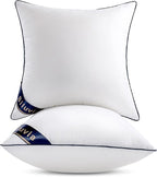 Siluvia 24x24 Pillow Inserts Set of 2 Square Throw 24 Euro Pillows with 100% Cotton Cover for Sofa, Couch, and Bed - White