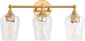 20 inch 3-Light Gold Vanity Light,Modern Wall Sconce with Rippled Glass Lampshade,Bathroom Lighting Fixture Over Mirror for Living Room,Bedroom,Hallway