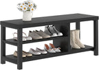 EXCEFUR Shoe Bench, Rustic Wooden Storage Bench for Entryway Hallway, Industrial Indoor Shoe Rack Bench Seat for Living Room Bedroom, 43.3 Inch Black