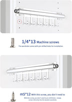 16.5" Valet Rod for Closet Pull Out With 6 Hooks Valet Rods for Closets (2Pack Silver) Closet Valet Rod Slide Out