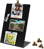 Magnetic Display Board - Desktop Metal Memo Board for Notes & Photos, 11x9.8 Inch Small Black Magnetic Bulletin Board, Includes Clips for Office, Room Decor (9.8 * 13.7inch, Count, 3)