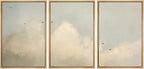 MUDECOR Framed Wall Art Print Set Minimalist Serene Sky with Birds Illustrations Modern Art Boho Decorative Colorful Chic for Living Room, Bedroom, Office - 16"x24"x3 Natural