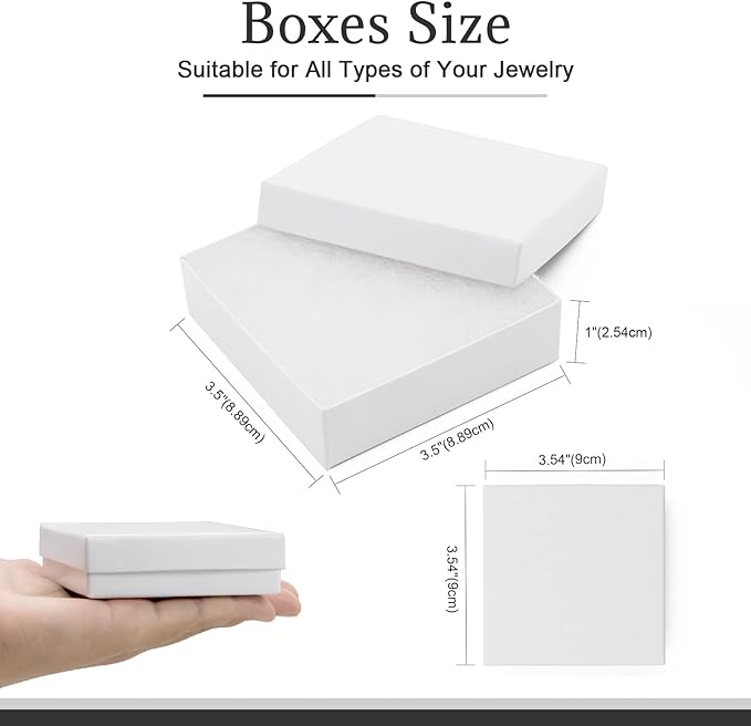 Cardboard Jewelry White Gift Boxes 20 Pack3.5×3.5×1 inches, its apply to displaying necklaces, rings, bracelets, earrings