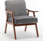Container Furniture Accent Chair with Microfiber Upholstery and Solid Wood Frame, Classic Mid-Century Modern Living Room Furniture for Extra Seating, Grey