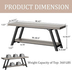 LVB Industrial Entryway Bench, Wood and Metal Storage Bench, Indoor Farmhouse Hallway Accent Entry Bench for Seating Sitting, Shoe Rack Organizer Cabinet in Foyer Bedroom, Light Grey Oak, 47 Inch Long