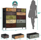 Dresser for Bedroom with 12 Drawers, Tall Fabric Drawer Dresser, Chest of Drawers for Closet, Nursery, Bedside, Living Room, Entryway, Hallway (Pattern)