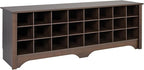 Prepac 24 Pair Shoe Cabinet, Entryway Bench, Mud Room Organization and Storage Bench with 24 Shoe Cubbies, Brown, 15.5"D x 60"W x 20.25"H