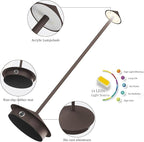 2-Pack 6000mAh Rechargeable Led Table Lamp Cordless,3000K-6000K Stepless Dimming Touch Lamps with Memory Function,IP54 Waterproof Aluminum Table Light for Outdoor/Bars/Restaurant/Patio(Rust)