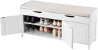 VEVOR Shoe Storage Bench with Padded Cushion & 3 Barn Doors, Entryway Bench with Hidden Storage, 41.3 x 13.8 x 19.8 Inches, for Entryway, Hallway, Living Room, Bedroom