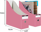 Limitliho Magazine File Folder Holder for Desk, Book Bins for Classroom Library,Office,Home, 10.6" H x 10.2" L x 3.5" W in Cardboard Paper Organizer (Elegant color, 6 Pack)