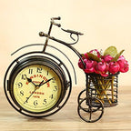 Berry President Antique Crafts Retro Vintage Style Bicycle Desk & Shelf Clock Modern Home Office Decoration Tabletop Display Ornament (Dark Brown)