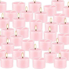 Rose Scented Candle Tealight Candles in Clear Cup, 8 Hours Consistent Smkless Clean Burning, Great for Valentine's Day Holiday, Wedding, Spa, Emergency and Home Decoration（Pink，50 Pack）