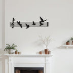 SIGNLEADER Metal Wall Art Decor Music Notes and Birds Modern Abstract Wall Sculpture Hangings Home Decoration for Living Room, Bedroom, Bathroom, Kitchen, Outdoor - 24" Black