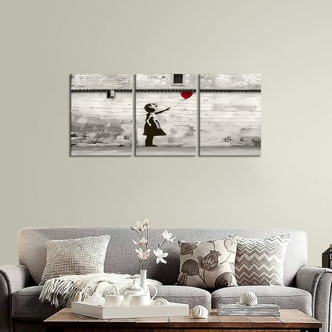 Novatique Banksy Canvas Wall Art Street Graffiti Wall Art Banksy Art Painting Print Abstract Graffiti Art Pictute Canvas Print for Living Room Bedroom, 12" x 16" x 3Pcs