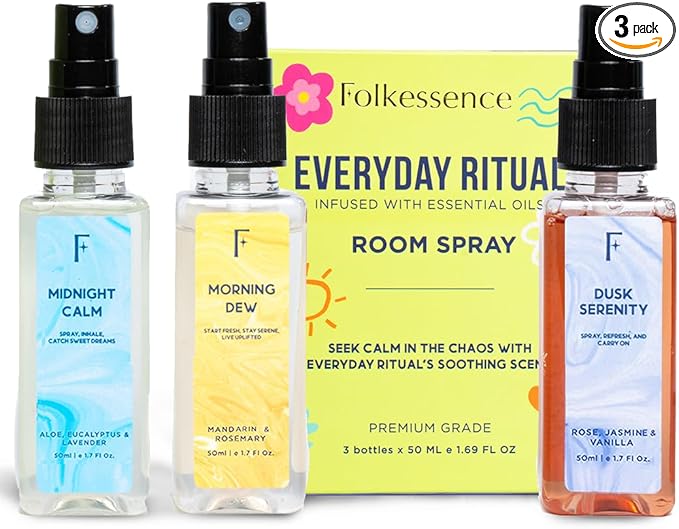 Folkulture Luxury Room Spray Odor Eliminator - Set of 3 (5.1 Fl Oz) | Non Toxic,Long Lasting Lavender, Vanilla Room Spray Or Deodorizer For Relaxation, Bath & Body Works, Home, Guest-Room Essentials