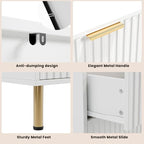GarveeHome 8 Drawer Dresser for Bedroom, Fluted 55 in Wide Modern Chest of Drawers with Deep Drawers, Wooden Dresser Organizer for Living Room, Hallway, Kids Room, White