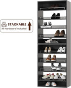 ROOMTEC 19.5" Shoe Shelf Short Tower Closet Unit, Modular Closet System with Shelf, Wardrobe Organizer for Bedroom or Walk-in Closet, Wall Mounted, Customizable Clothes Storage Unit, Black
