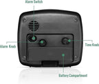 Small Battery Alarm Clock for Bedrooms, Analog Travel Clocks, Bedside Desk Table Clock for Room Decor, Slient, Big Numbers for Seniors, Gently Ascending Alarm for Heavy Sleepers, Black