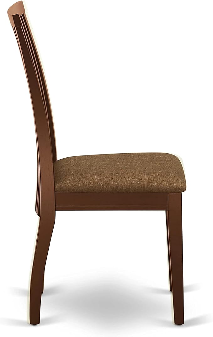 East West Furniture IPC-MAH-C Ipswich Dining Room Chairs - Linen Fabric Upholstered Solid Wood Chairs, Set of 2, Mahogany