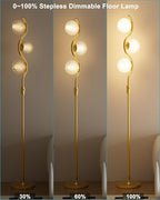60IN Dimmable Gold Standing Lamps, Ice Crystal Modern Floor Lamp with 3000K G9 Bulbs Included, Mid Century Vintage Globe Floor Lamp for Living Room