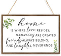 Home is Where Love Resides Sign Wood Plaque Wall Decor,Rustic Family Wooden Hanging Sign Wall Pediments for Home House Front Door Wall Decor