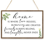 Home is Where Love Resides Sign Wood Plaque Wall Decor,Rustic Family Wooden Hanging Sign Wall Pediments for Home House Front Door Wall Decor