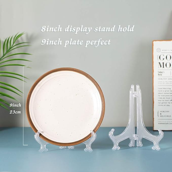 Artliving 8 Inch Clear Plastic Easels or Stand/Plate Holders to Display Pictures or Other Items at Weddings, Home Decoration, Birthdays, Tables (6 Pack)