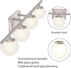 New Bathroom Vanity Light Fixtures 4 Lights Brushed Nickel Glass Shade Modern Wall Bar Sconce Over Mirror（(Exclude G9 Bulb)
