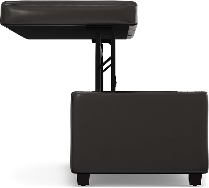 SIMPLIHOME Avalon Lift Top Rectangular Storage Ottoman - 44 inch Wide Upholstered Vegan Leather Lift-Top Ottoman in Tanners Brown, Contemporary Coffee Table Ottoman for Living Room with Hidden Storage