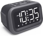 Super Loud Alarm Clock: 115dB Dual Alarms and 6 Alarm Sounds for Heavy Sleepers - Adult Shift Workers in Bedroom or Daily Wake-Up Use - Gray