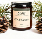 Soy Candle Gifts for Women & Men - 7oz Brown Scented Candle,50-Hour Burn Time,Aromatherapy Jar for Home Decor,Relaxing Ambiance in Bedroom & Office(Fir Cedar)