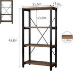 4 Tier Bookshelf, Solid Wood Bookcase Shelf Storage Organizer, Vintage Storage Rack with Open Shelves Rustic Standing Bookshelves for Living Room,Bedroom Rustic Brown(AY01-4tier)