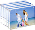 5x7 Acrylic Photo Frame, Magnetic Picture Frames, 10 + 10MM Thickness Stand in Desk Table, Clear (5 Pack)