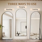 Koonmi 21x56 inch Arched Full Length Mirror, Black Large Floor Mirror with Aluminum Alloy Frame, Standing Hanging or Leaning Wall-Mounted Full Body Mirror for Living Room and Bedroom
