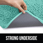 KANGAROO Bathroom Rugs, Chenille Soft Absorbent Bath Rug, Shaggy Shower Mat, Quick Dry Machine Wash Bathmat, Plush Carpet Mats for Tub, Bathtub and Room Home Decor Accessories, 36x24, Turquoise