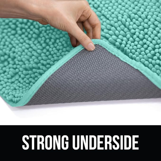 KANGAROO Bathroom Rugs, Chenille Soft Absorbent Bath Rug, Shaggy Shower Mat, Quick Dry Machine Wash Bathmat, Plush Carpet Mats for Tub, Bathtub and Room Home Decor Accessories, 36x24, Turquoise