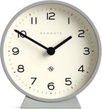NEWGATE® M Mantel Echo Desk Clock | Modern Round Design | Posh Gray | Easy to Read Numbers | Contemporary Style for Desk, Table, Shelf or Bedside