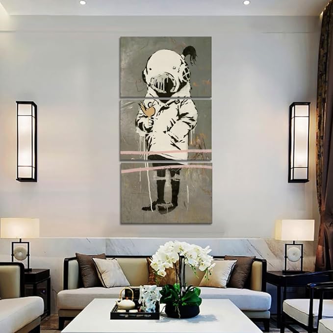 Novatique Banksy Wall Art Graffiti Canvas Wall Art Abstract Pop Poster Art Street Graffiti Painting Prints for Teenagers Bedroom Living Room Home Decor, 24"x 36"x 3Pcs