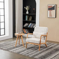 KEIKI Mid-Century Modern Upholstered Accent Chair with Side Table, Reading Chair Set