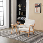 KEIKI Mid-Century Modern Upholstered Accent Chair with Side Table, Reading Chair Set