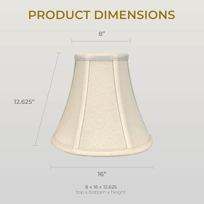 Royal Designs, Inc. BSO-704-16LNBG True Bell Basic Lamp Shade, 8 x 16 x 12.6, Linen Beige