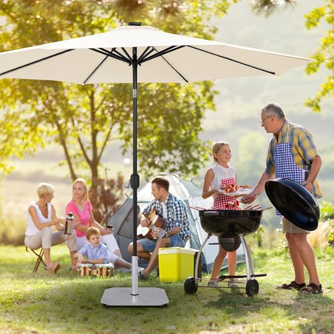 Sundale Outdoor Umbrella Base 40lbs with Stainless Steel Umbrella Tube, Heavy Duty Steel Umbrella Stand, White