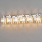 Modern Bathroom Vanity Light 6-Lights Brushed Nickel Vanity Light Crystal Wall Light Bathroom Light Fixtures