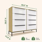 tinge Lira Premium Fabric Dresser - Solid Wooden Frame, 8 Spacious Sag-Proof Drawers with Sleek Metal Handles - Premium & Durable Storage Solution for Your Home (Light Brown)