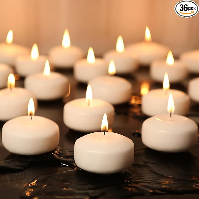 36 Pack White Floating Candles 1.75inch Unscented Floating Candle for Centerpieces 4-5 Hours Burning 1.75” Floating Candle Bulk for Wedding Party