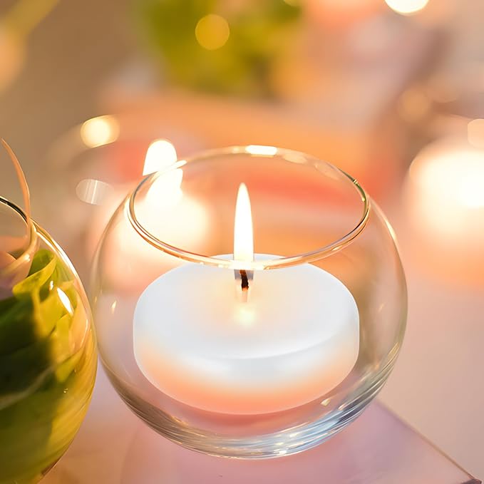 Floating Candles 3 Inch Unscented Dripless Wax 13-15Hours Burning, 12 Pack Wedding Party Candles,for Centerpieces Suitable for Cylindrical Vases,Swimming Pool,Restaurant Decoration(White)