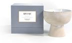 Blueme Calm Candle | Osmanthus & Sandalwood | 2 Wick - Refillable Wellness Candle with Essential Oils, Hand Finished & Poured Soy Wax Blend Ceramic Vessel, Natural Cotton Wicks | Medium 12 oz