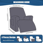 TAOCOCO Recliner Chair Covers 4-Pieces for Oversized Recliner, Stretch Recliner Slipcover for Large Recliners Washable Polyester Soft Fabric Furniture Protector (Oversized Recliner, Dark Gray)